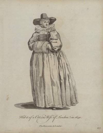 Habit of a Citizens Wife of London i 1640 af English School